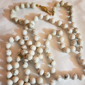 White Howlite Natural Stone Marble Necklace